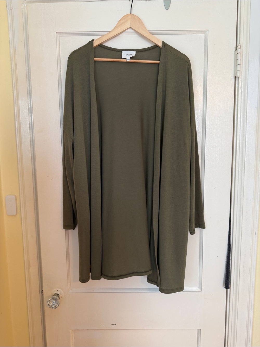 ANDREE BY UNIT Olive Open-Front Lightweight Cardigan